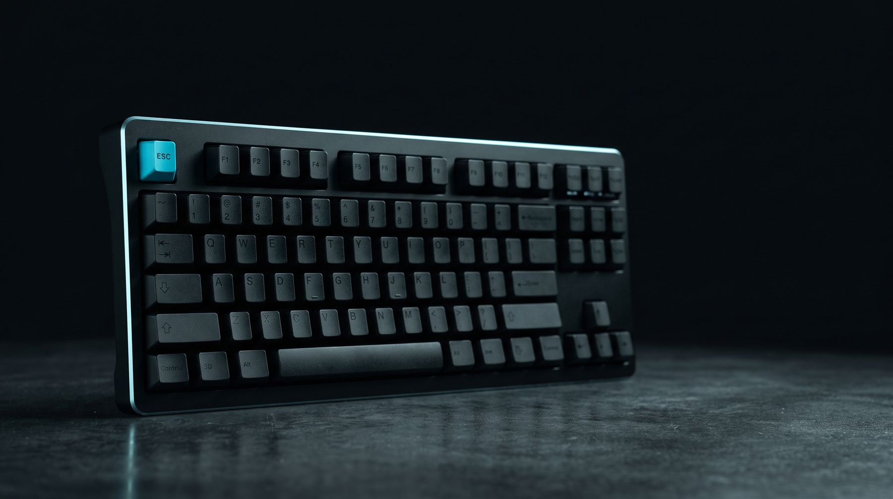 Crna aluminijumska mehanička tastatura na betonu